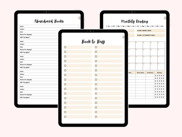Digital Reading Journal, Book Tracker, Reading Planner, Reading Tracker, Digital Notebook, Reading Log, GoodNotes, Book Review, Bookshelf