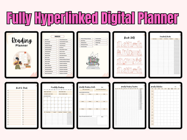 Digital Reading Journal, Book Tracker, Reading Planner, Reading Tracker, Digital Notebook, Reading Log, GoodNotes, Book Review, Bookshelf