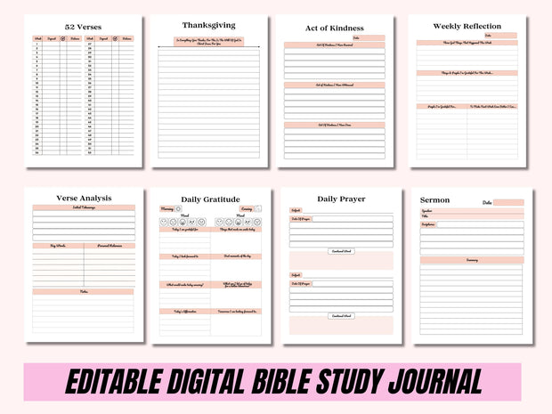 Prayer Journal Bundle for KDP Interior Editable Template in Canva and Printable Journal, Bible Study Prayer Digital Planner Commercial Right