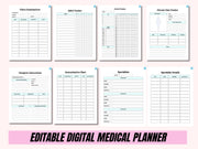 Digital Medical Planner Template | Healthcare Planner | Health Planner | Medication Tracker | Medical Binder | Canva Wellness Template Kit