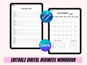 2025 Business Workbook - Canva Template, Interactive Business Planner / Brandable Business Strategy Workbook for Canva & Indesign