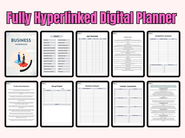 2025 Business Workbook - Canva Template, Interactive Business Planner / Brandable Business Strategy Workbook for Canva & Indesign