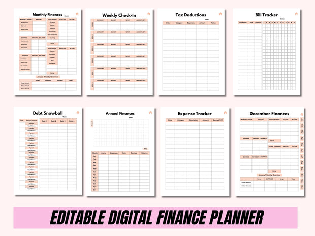 Digital Financial Budget Planner, Finance Tracker, GoodNotes Budget Planner, Undated Finance Planner, Monthly Budget, iPad Finance Template