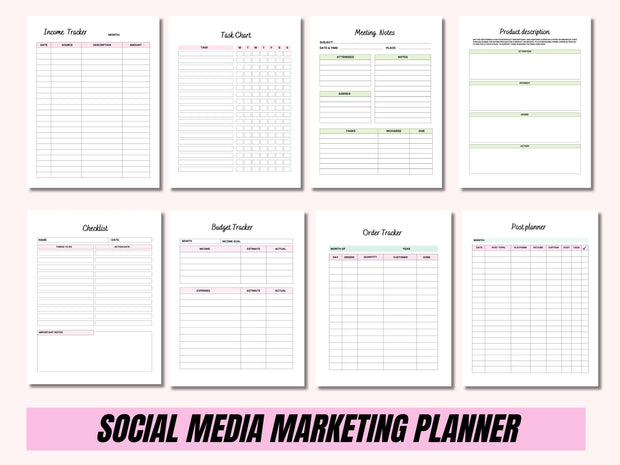 Editable Digital Social Media Planner for iPad (GoodNotes) - Content Calendar, Marketing Plan, Instagram, TikTok, YouTube