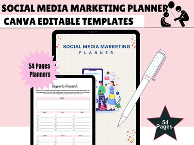 Editable Digital Social Media Planner for iPad (GoodNotes) - Content Calendar, Marketing Plan, Instagram, TikTok, YouTube