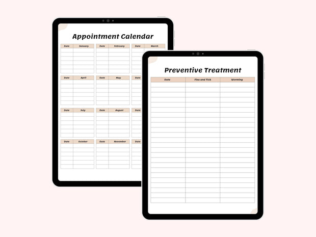 Pet Care Planner, Pet Health Record, Pet Medical Planner, Pet Checklists, Pet Worksheets, Vaccination Record, Pet Sitter Notes, Pet Binder