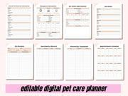 Pet Care Planner, Pet Health Record, Pet Medical Planner, Pet Checklists, Pet Worksheets, Vaccination Record, Pet Sitter Notes, Pet Binder