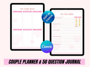 Couple Planner, Couple Journal, Relationship Planner, Relationship Goals Planner, Printable Planner, Instant Planner Download, US Letter