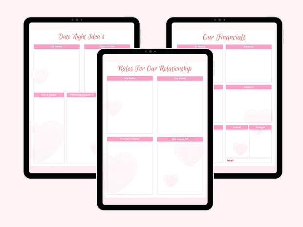 Couple Planner, Couple Journal, Relationship Planner, Relationship Goals Planner, Printable Planner, Instant Planner Download, US Letter