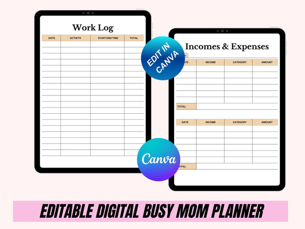 Busy Mom Planner Digital Template Stay at Home Mom Planner Life Organizer for Mom Life Planner Printable Editable Task Planner for Busy Moms