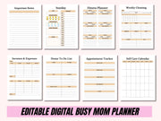 Busy Mom Planner Digital Template Stay at Home Mom Planner Life Organizer for Mom Life Planner Printable Editable Task Planner for Busy Moms