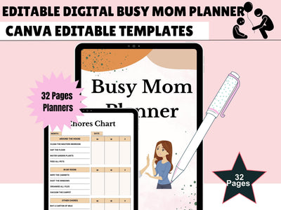 Busy Mom Planner Digital Template Stay at Home Mom Planner Life Organizer for Mom Life Planner Printable Editable Task Planner for Busy Moms