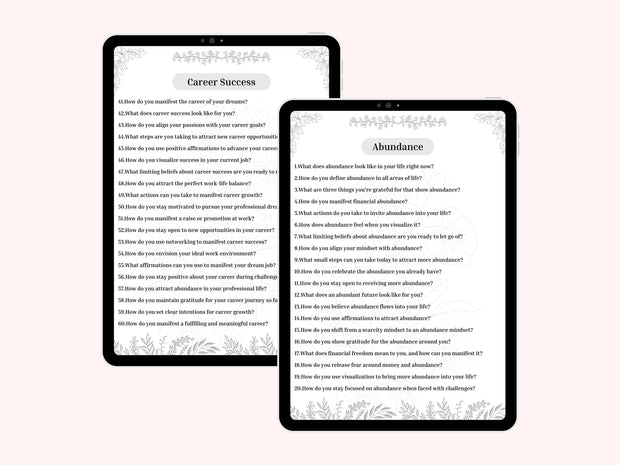 400+ Manifestation Journal Prompts, Printable, Journal, Minimalist, Reflections, Manifest, Manifesting, Desire, Goals, Make it Happen