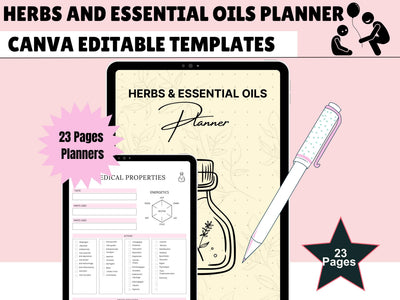 Essential Oils and Herbs Printable Digital Planner Foraging Tracker Journal Herbal Tea Recipe Goodnotes Notability by Luxedox