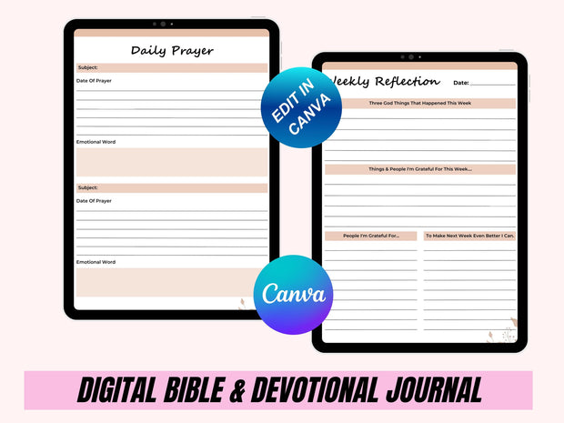 Digital Daily Devotional Journal | Digital Bible Study Faith Planner Prayer Journal for Christian Catholic