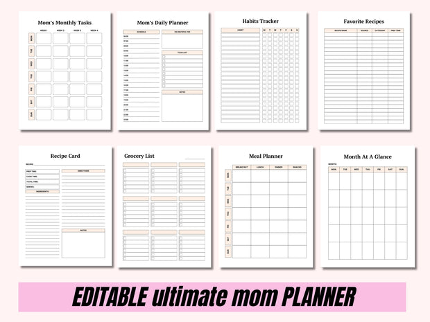 Mom Planner Stay at Home Mom Planner Printable Productivity Planner Printable Planner for Moms Digital Mom Planner Busy Mom Planner