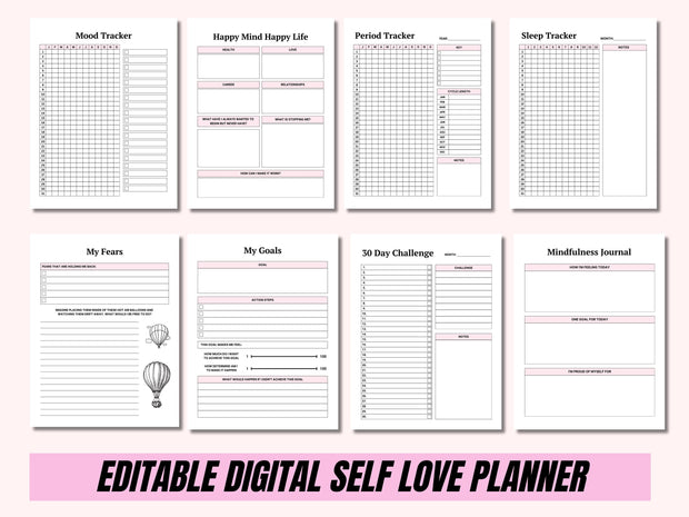 Self Love Workbook, Self Care Journal, Personal Growth Planner Mental Health Mindfulness Self-Help Bullet Journal, Daily Wellness Reflection