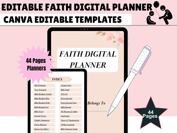 Digital Faith Planner, Prayer journal, Digital planner ipad , faith stickers, Bible Study SOAP, Christian diary, Goodnotes