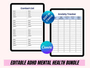 ADHD & mental health Planner, ADHD Planners therapy worksheets, ADHD planner Adults, adhd planner for work, adhd organization, adhd journal