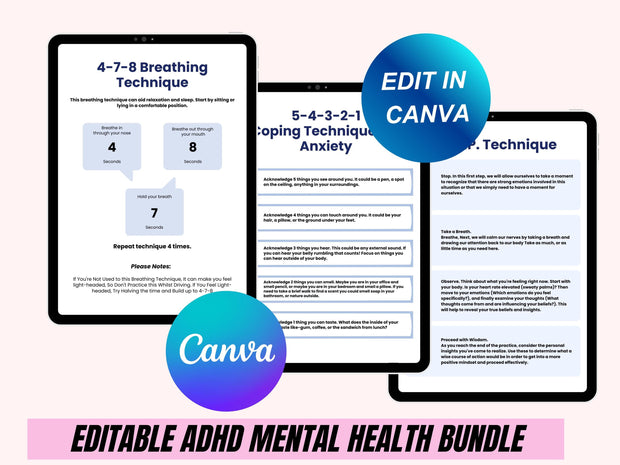 ADHD & mental health Planner, ADHD Planners therapy worksheets, ADHD planner Adults, adhd planner for work, adhd organization, adhd journal