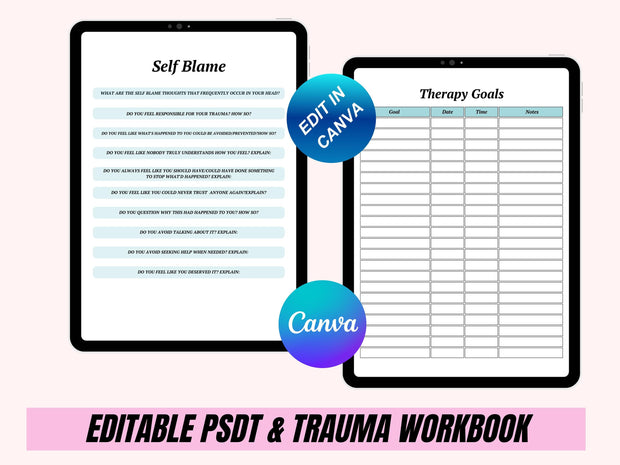 2025 PTSD/Trauma/Anxiety Printable Journal/Workbook, Anger Management/Self Care/Mental Health Therapy Workbook