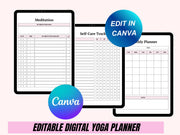 Editable Digital Yoga Planner - Printable Journal for Mindfulness, Flexibility & Wellness (PDF Download)
