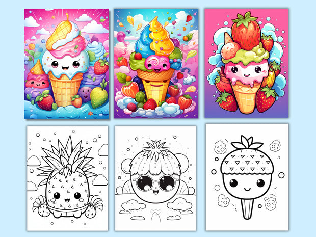 Best Seller 200 Cute Kawaii Summer Coloring Pages for Kids - Printable Digital PDF | Instant Download | Popular Item
