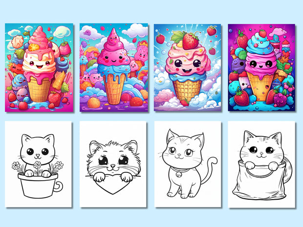 Best Seller 200 Cute Kawaii Summer Coloring Pages for Kids - Printable Digital PDF | Instant Download | Popular Item
