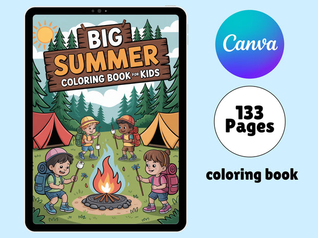 133 Cute Simple Summer Coloring Pages for Kids: High-Resolution PDF Book with Large Size & Thick Border, Perfect for Preschool, Kindergarten