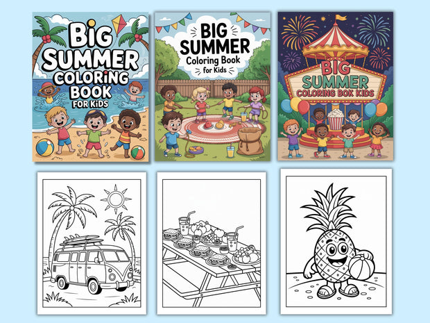 133 Cute Simple Summer Coloring Pages for Kids: High-Resolution PDF Book with Large Size & Thick Border, Perfect for Preschool, Kindergarten