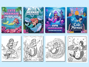 148+ Cute Mermaid Coloring Pages - Adult And Kids Coloring Book, Mermaid Castle Coloring Fantasy Coloring Sheets, Instant Download Printable