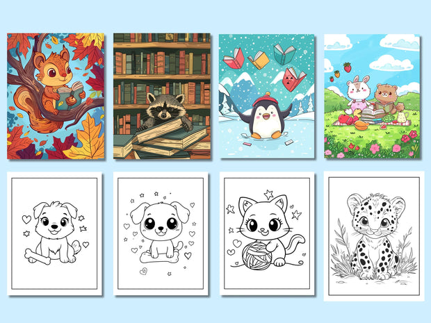 110 Cute Animal Coloring Pages for Kids | KDP Interior Ready | Printable Coloring Book | 8.5x11” Digital Download