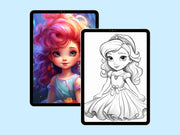 Princess Coloring Pages For Kids, 120 Coloring Pages, Princess Coloring Sheets, Princess Coloring Book, Girl Coloring Pages, 8.5x11"