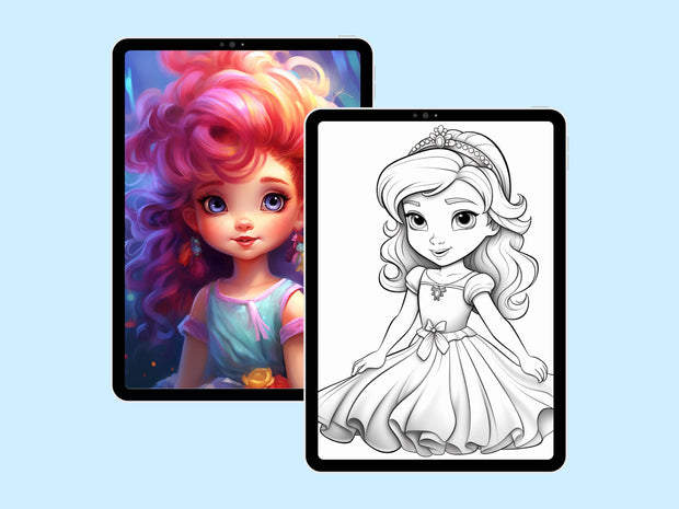 Princess Coloring Pages For Kids, 120 Coloring Pages, Princess Coloring Sheets, Princess Coloring Book, Girl Coloring Pages, 8.5x11"