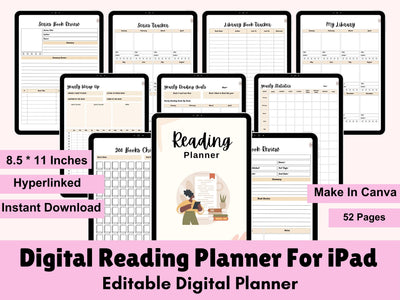 Digital Reading Journal, Book Tracker, Reading Planner, Reading Tracker, Digital Notebook, Reading Log, GoodNotes, Book Review, Bookshelf