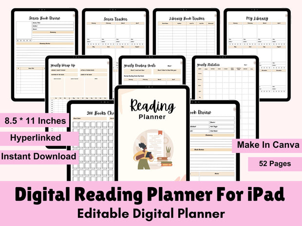 Digital Reading Journal, Book Tracker, Reading Planner, Reading Tracker, Digital Notebook, Reading Log, GoodNotes, Book Review, Bookshelf