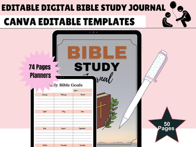 Prayer Journal Bundle for KDP Interior Editable Template in Canva and Printable Journal, Bible Study Prayer Digital Planner Commercial Right