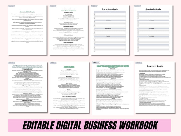 2025 Business Workbook - Canva Template, Interactive Business Planner / Brandable Business Strategy Workbook for Canva & Indesign