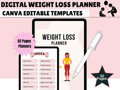 Digital Weight Loss Journal, Digital Planner, iPad Planner, GoodNotes Planner ,Fitness Planner, Workout Planner, Meal Planner, Weight Track