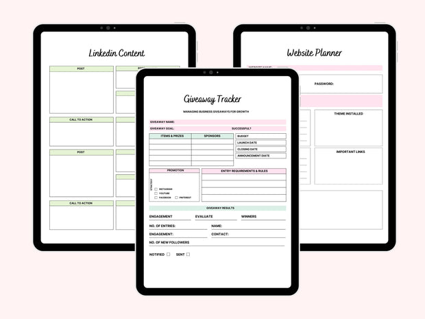 Editable Digital Social Media Planner for iPad (GoodNotes) - Content Calendar, Marketing Plan, Instagram, TikTok, YouTube