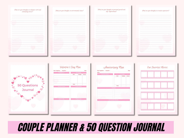Couple Planner, Couple Journal, Relationship Planner, Relationship Goals Planner, Printable Planner, Instant Planner Download, US Letter