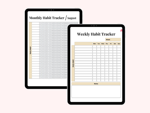 Digital Habit Tracker, GoodNotes Digital Planner, iPad Planner, Daily, Monthly, Yearly Habit Tracker, Simple Goal Tracker, Routine Tracker