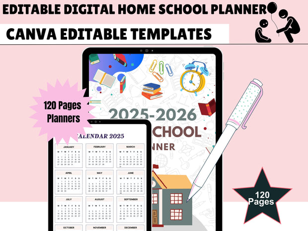 Homeschool Planner 2025 2026 Undated, Homeschool Digital Planner 2025, Goodnotes Planner iPad, Daily Planner, Home School Planner Digital