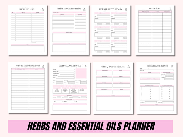 Essential Oils and Herbs Printable Digital Planner Foraging Tracker Journal Herbal Tea Recipe Goodnotes Notability by Luxedox