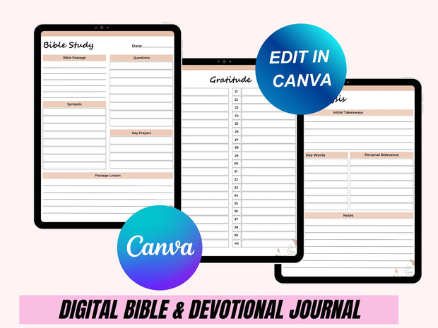 Digital Daily Devotional Journal | Digital Bible Study Faith Planner Prayer Journal for Christian Catholic