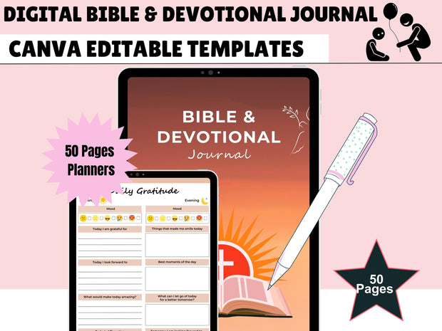 Digital Daily Devotional Journal | Digital Bible Study Faith Planner Prayer Journal for Christian Catholic