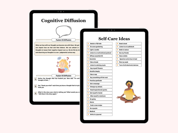 Acceptance Journal, therapy journal, self care planner, mindfulness, self love journal, wellness journal Editable Canva Templates