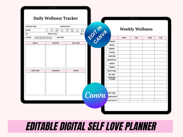 Self Love Workbook, Self Care Journal, Personal Growth Planner Mental Health Mindfulness Self-Help Bullet Journal, Daily Wellness Reflection