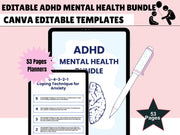 ADHD & mental health Planner, ADHD Planners therapy worksheets, ADHD planner Adults, adhd planner for work, adhd organization, adhd journal
