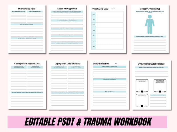 2025 PTSD/Trauma/Anxiety Printable Journal/Workbook, Anger Management/Self Care/Mental Health Therapy Workbook